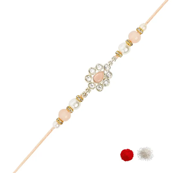Delicate_Pearl_Beads_Peach_Rakhi_with_Roli_Chawal_&_Rakshabandhan_Card