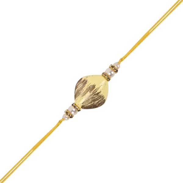 Delicate_Pearl_Beads_Yellow_Rakhi_with_Roli_Chawal_&_Rakshabandhan_Card