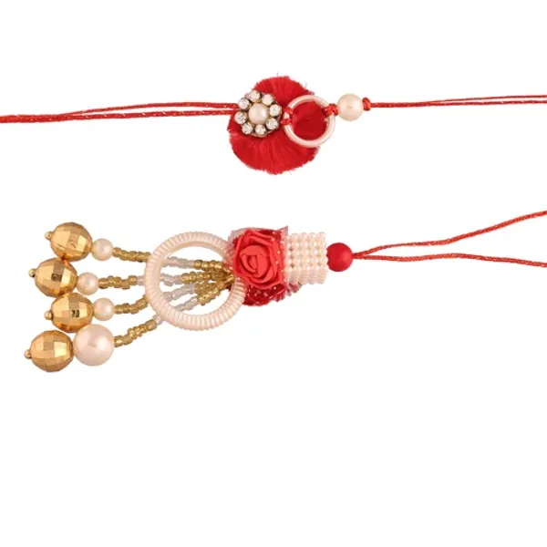 Red_Flower_Pearl_Rakhi_Bhaiya_Bhabhi_With_Roli_Chawal