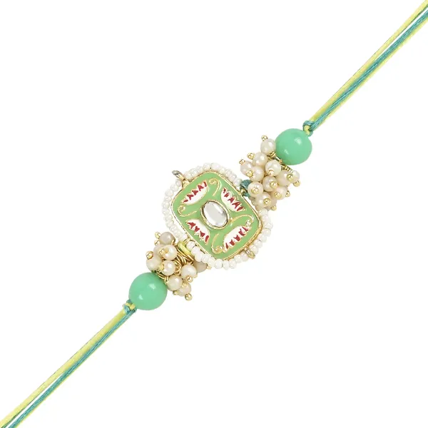 Elegant_Bhaiya_Bhabhi_Lumba_&_Pearl_Rakhi_With_Roli_Chawal_&_Card