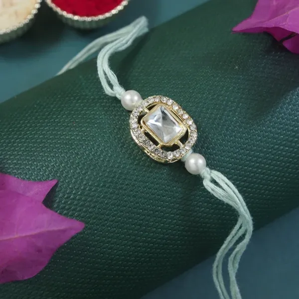Delicate_Pearl_Beads_Mint_Rakhi_with_Roli_Chawal_&_Rakshabandhan_Card