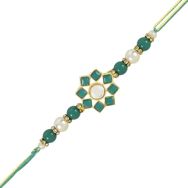 Elegant_Bhaiya_Bhabhi_Lumba_&_Pearl_Rakhi_With_Roli_Chawal_&_Card