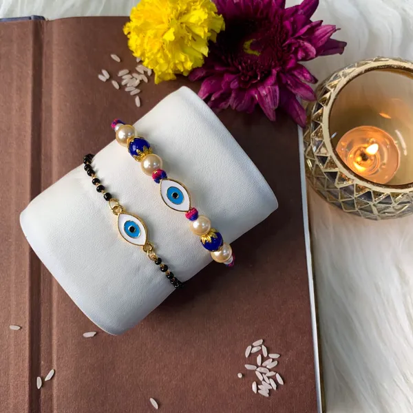 Evil_Eye_Shape_Enamel_Bhaiya_Bhabhi_Lumba_Mangalsutra_Bracelet_&_Rakhi_With_Roli_Chawal_&_Card
