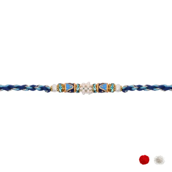 Pearl_Beaded_Blue_Rakhi_With_Roli_Chawal_&_Rakshabandhan_Card