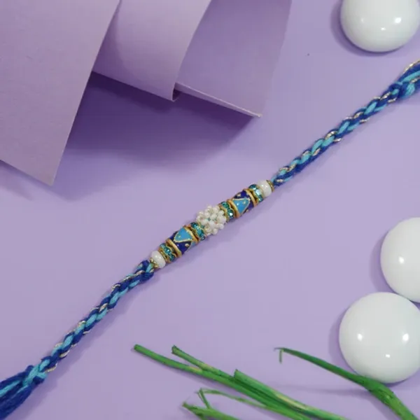 Pearl_Beaded_Blue_Rakhi_With_Roli_Chawal_&_Rakshabandhan_Card