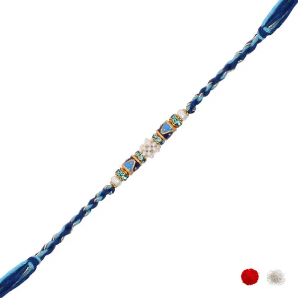Pearl_Beaded_Blue_Rakhi_With_Roli_Chawal_&_Rakshabandhan_Card
