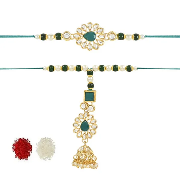 Elegant_Bhaiya_Bhabhi_Lumba_&_Pearl_Rakhi_With_Roli_Chawal_&_Card