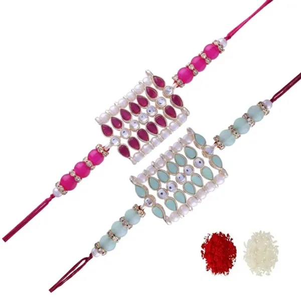 18k_Gold_Plated_Pearl_Combo_Rakhi_Bracelet_for_Men/Brother_(Pack_of_2)