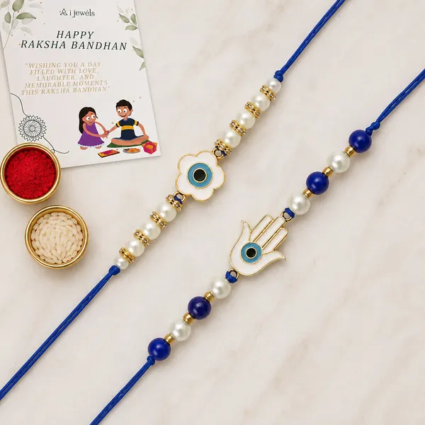 Floral_and_Hamsa_Shape_Enamel_Bhaiya_Rakhi_With_Roli_Chawal_&_Card_(Pack_of_2)