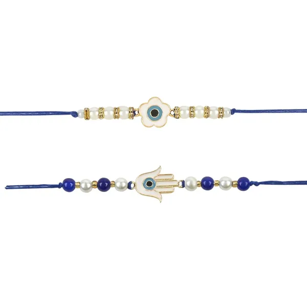 Floral_and_Hamsa_Shape_Enamel_Bhaiya_Rakhi_With_Roli_Chawal_&_Card_(Pack_of_2)