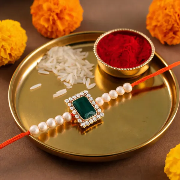 Green_Thread_Beaded_Rakhi_For_Raksha_Bandhan_For_Brother