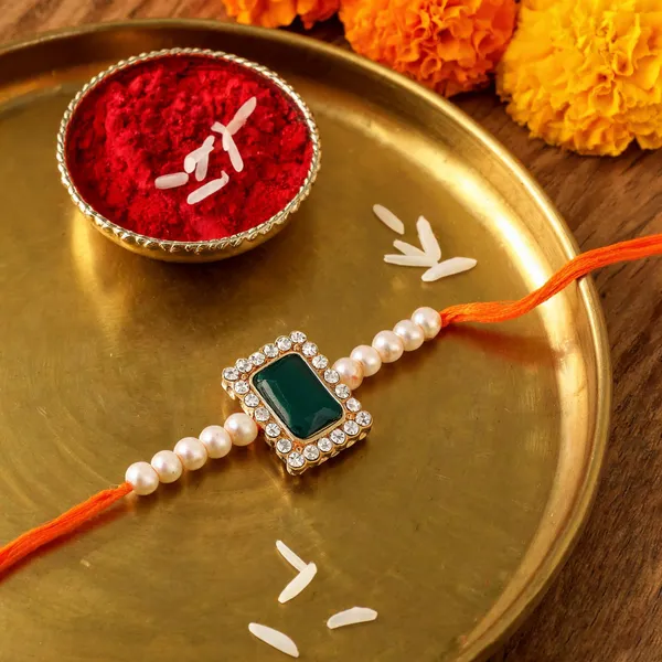 Green_Thread_Beaded_Rakhi_For_Raksha_Bandhan_For_Brother
