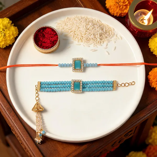 Blue_Thread_Beaded_Rakhi_For_Raksha_Bandhan_For_Bhaiya_And_Bhabhi