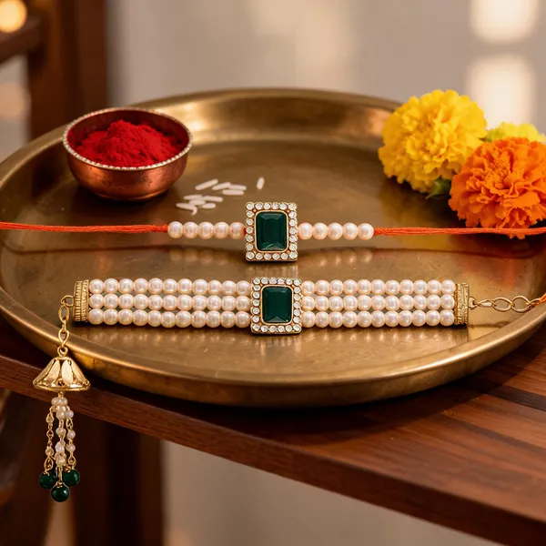 Traditional_Bhaiya_Bhabhi_Lumba_Pearl_&_Rakhi_With_Roli_Chawal