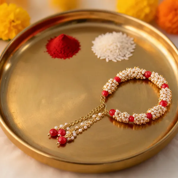 Red_And_White_Thread_Beaded_Rakhi_For_Raksha_Bandhan_For_Bhabhi