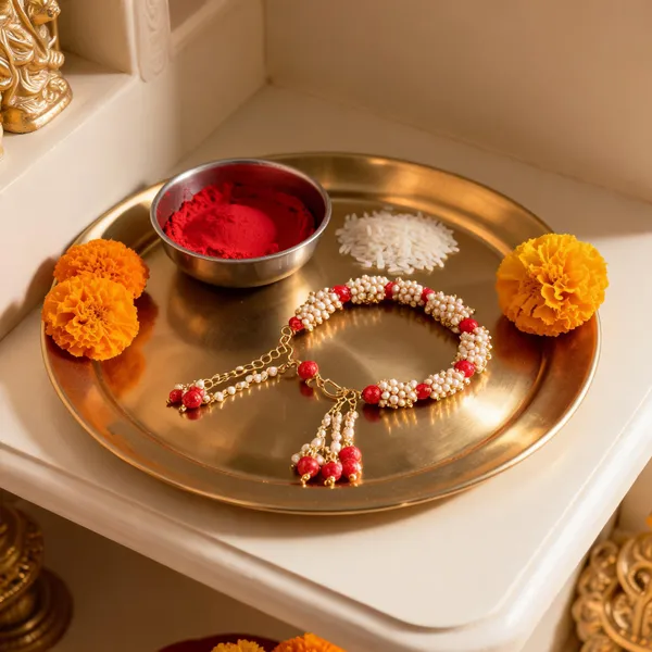Red_And_White_Thread_Beaded_Rakhi_For_Raksha_Bandhan_For_Bhabhi