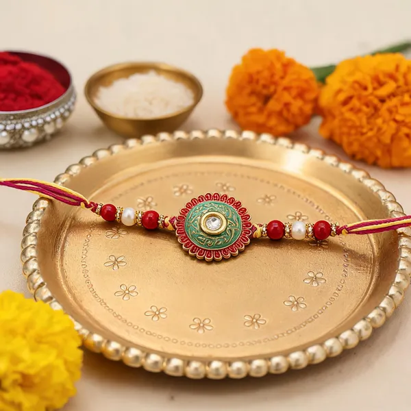 Gold_Plated_Meenakari_Pearl_Rakhi_Bracelet_for_Brother/Men