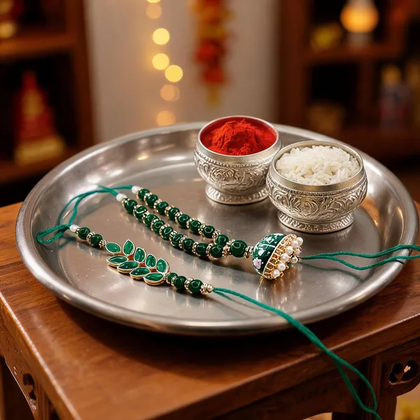 Green_Thread_Beaded_Rakhi_For_Raksha_Bandhan_For_Bhaiya_And_Bhabhi