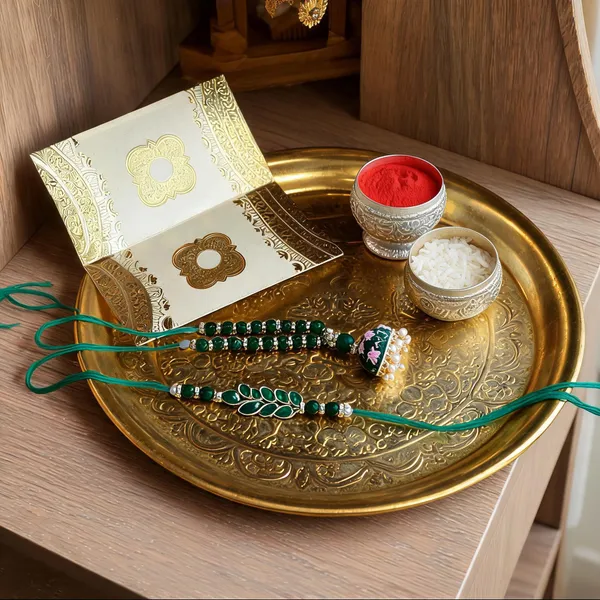 Green_Thread_Beaded_Rakhi_For_Raksha_Bandhan_For_Bhaiya_And_Bhabhi