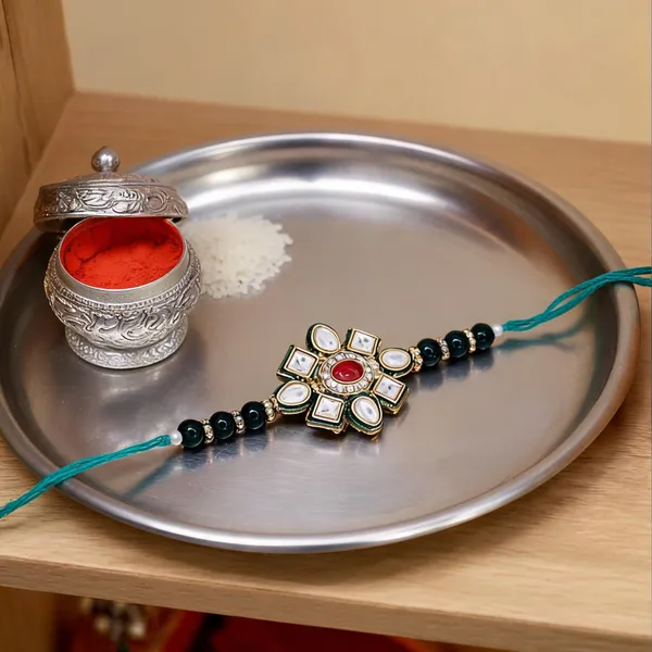 Green_Thread_Beaded_Rakhi_For_Raksha_Bandhan_For_Brother