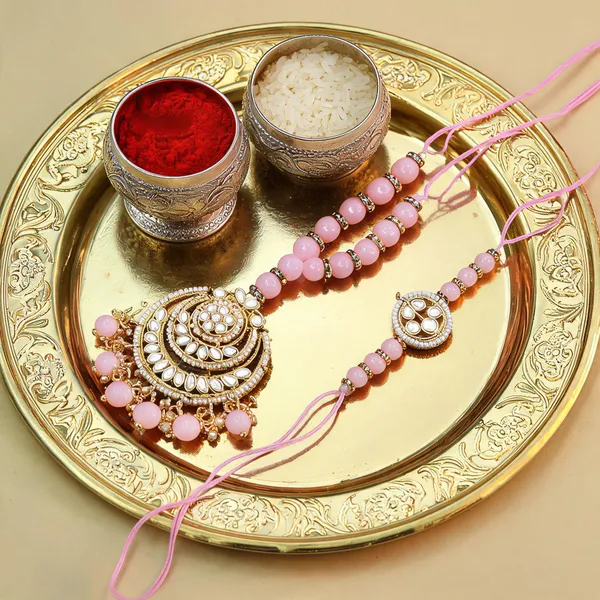 Pink_And_White_Thread_Beaded_Rakhi_For_Raksha_Bandhan_For_Bhaiya_And_Bhabhi