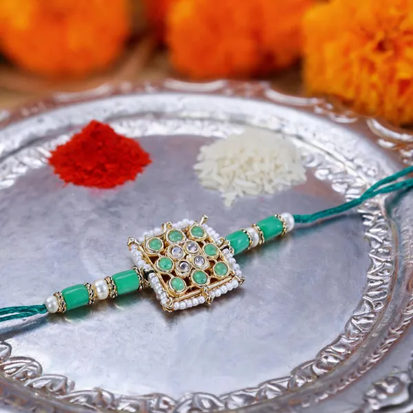 Mint_Thread_Beaded_Rakhi_For_Raksha_Bandhan_For_Brother