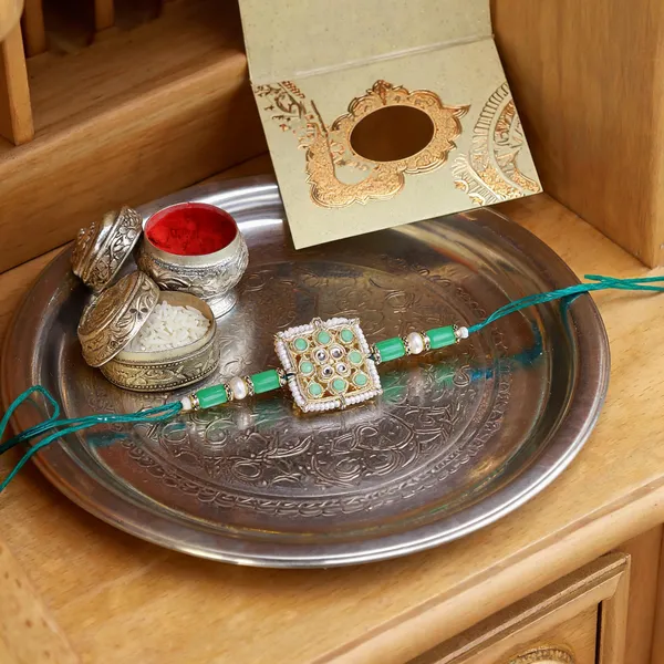 Mint_Thread_Beaded_Rakhi_For_Raksha_Bandhan_For_Brother