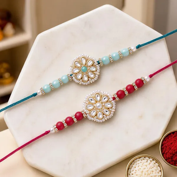 18k_Gold_Plated_Pearl_Combo_Rakhi_Bracelet_for_Men/Brother_(Pack_of_2)