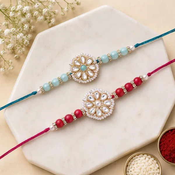 18k_Gold_Plated_Pearl_Combo_Rakhi_Bracelet_for_Men/Brother_(Pack_of_2)