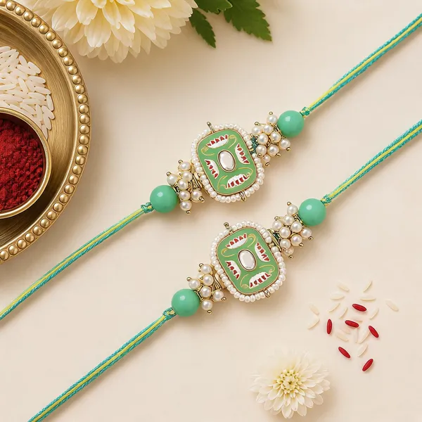 Mint_Thread_Beaded_Rakhi_For_Raksha_Bandhan_For_Brother_Pack_Of_2