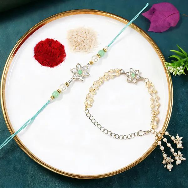 Blue_And_White_Thread_Beaded_Rakhi_For_Raksha_Bandhan_For_Bhaiya_And_Bhabhi