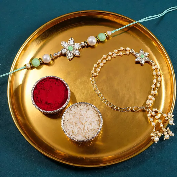 Blue_And_White_Thread_Beaded_Rakhi_For_Raksha_Bandhan_For_Bhaiya_And_Bhabhi
