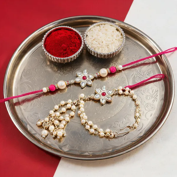White_And_Pink_Thread_Beaded_Rakhi_For_Raksha_Bandhan_For_Bhaiya_And_Bhabhi