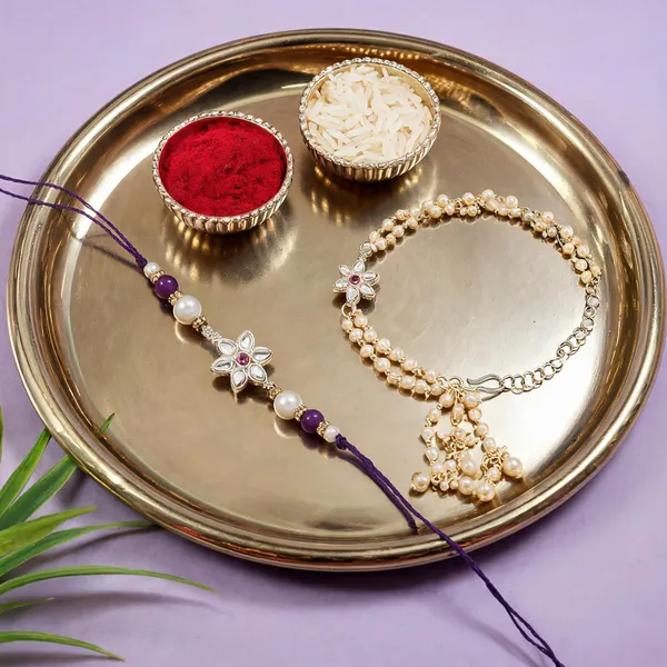 Purple_And_White_Thread_Beaded_Rakhi_For_Raksha_Bandhan_For_Bhaiya_And_Bhabhi