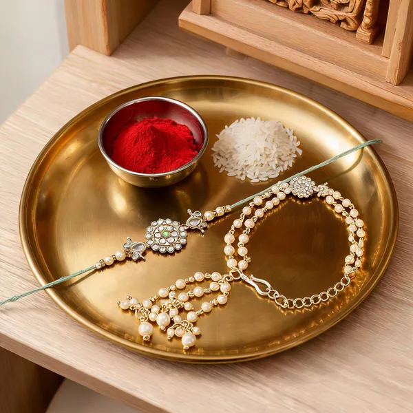 Elegant_Bhaiya_Bhabhi_Mint_Lumba_Pearl_&_Rakhi_With_Roli_Chawal_&_Card
