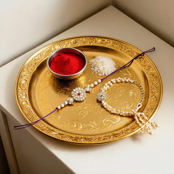 Purple_And_White_Thread_Beaded_Rakhi_For_Raksha_Bandhan_For_Brother