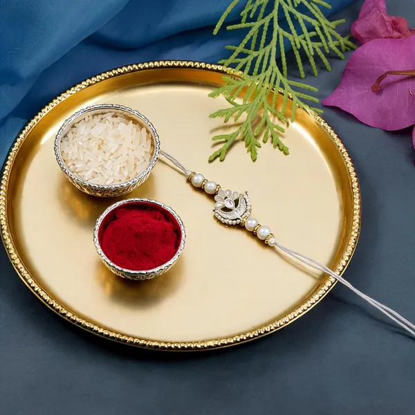 Delicate_Pearl_Beads_Grey_Rakhi_with_Roli_Chawal_&_Rakshabandhan_Card