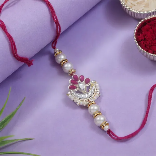 Delicate_Pearl_Beads_Pink_Rakhi_with_Roli_Chawal_&_Rakshabandhan_Card