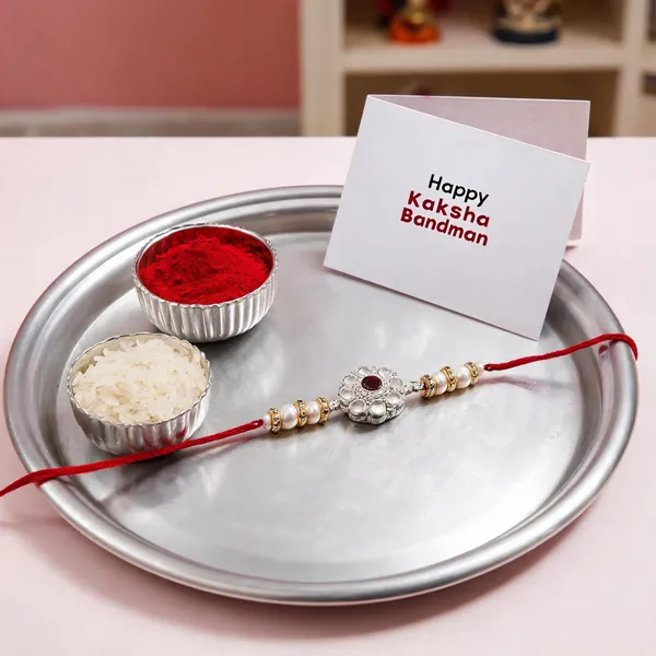 Delicate_Pearl_Beads_Maroon_Rakhi_with_Roli_Chawal_&_Rakshabandhan_Card