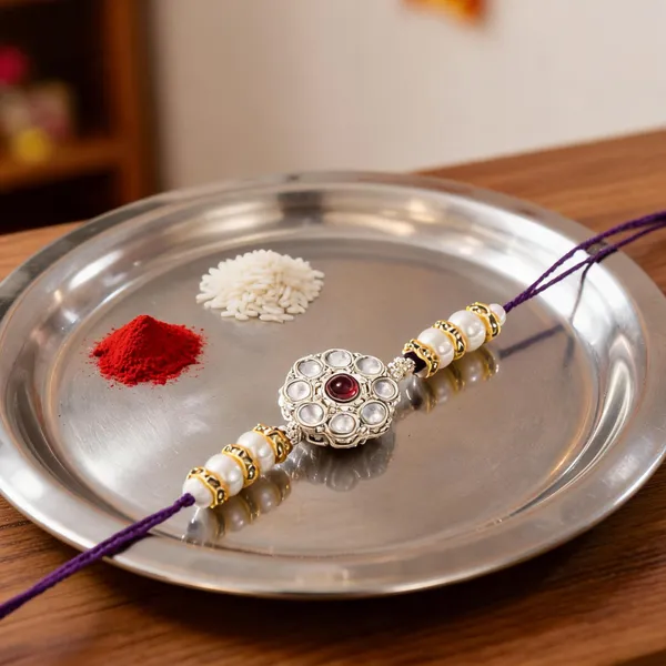 Purple_Thread_Beaded_Rakhi_For_Raksha_Bandhan_For_Brother