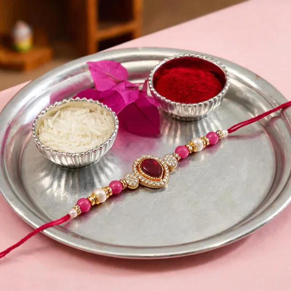 Delicate_Pearl_Beads_Pink_Rakhi_with_Roli_Chawal_&_Rakshabandhan_Card
