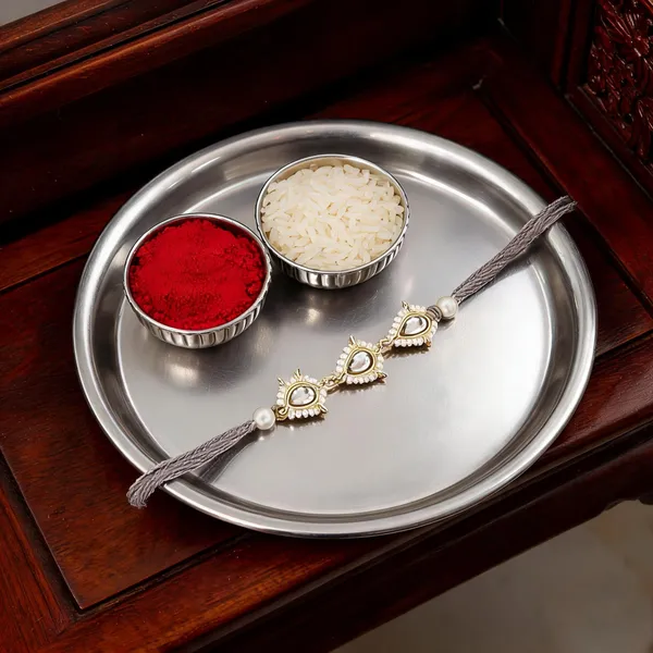 Delicate_Pearl_Beads_Grey_Rakhi_with_Roli_Chawal_&_Rakshabandhan_Card