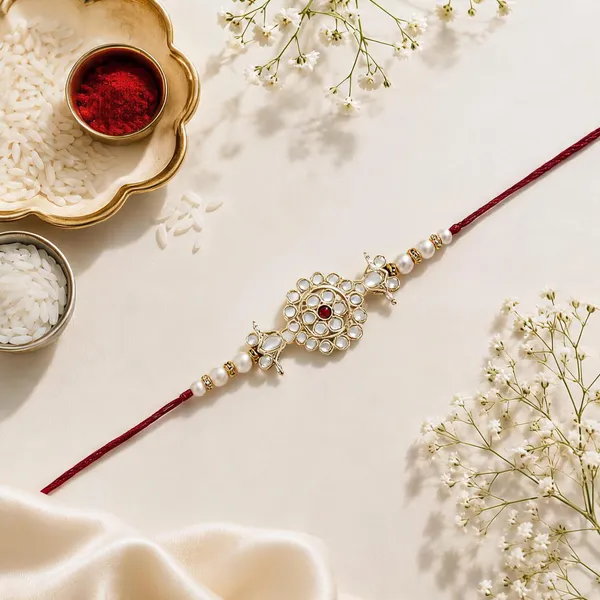 Delicate_Pearl_Beads_Pink_Rakhi_with_Roli_Chawal_&_Rakshabandhan_Card