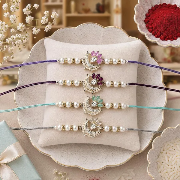Elegance_Kundan_&_Pearl_Beads_Rakhi_with_Roli_Chawal_&_Card_(Pack_of_4)