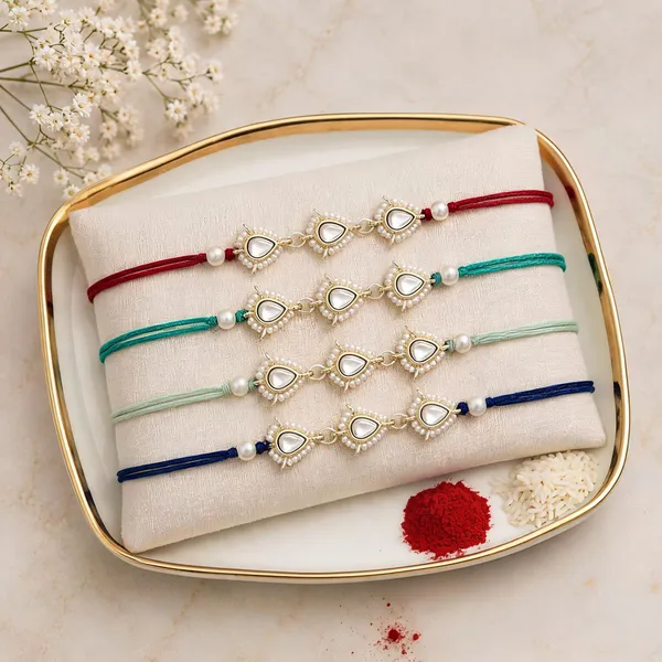 Elegance_Kundan_&_Pearl_Beads_Rakhi_with_Roli_Chawal_&_Card_(Pack_of_4)