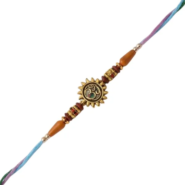 Traditional_Om_Sun_Shape_Rakhi_with_Roli_Chawal_&_Rakshabandhan_Card