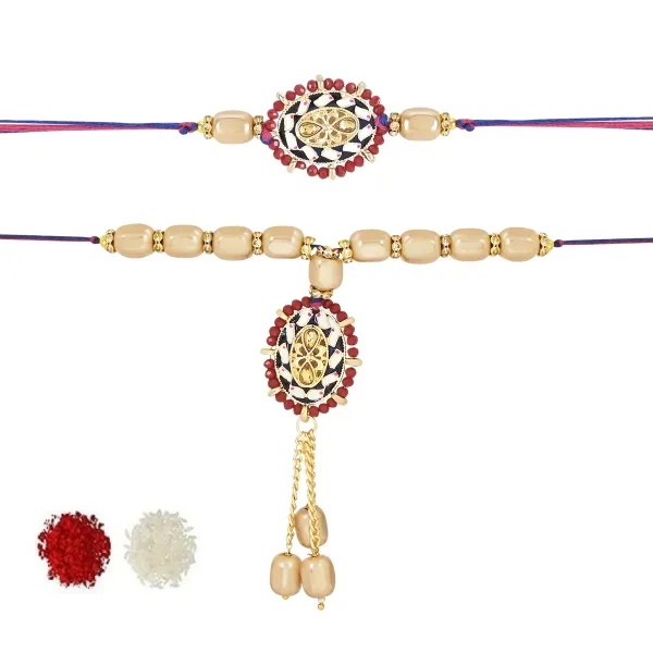 Elegant_Bhaiya_Bhabhi_Lumba_&_Pearl_Rakhi_With_Roli_Chawal_&_Card