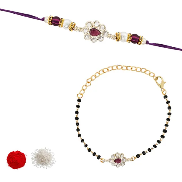 Elegant_Bhaiya_Bhabhi_Pearl_Lumba_Mangalsutra_Bracelet_&_Rakhi_With_Roli_Chawal_&_Card