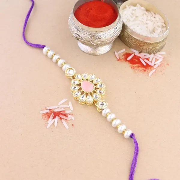 Beautiful_Kundan_&_Pearl_Rakhi_with_Roli_Chawal_&_Card
