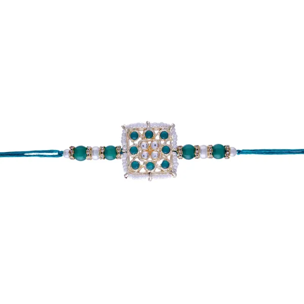 White_And_Green_Thread_Beaded_Rakhi_For_Raksha_Bandhan_For_Brother